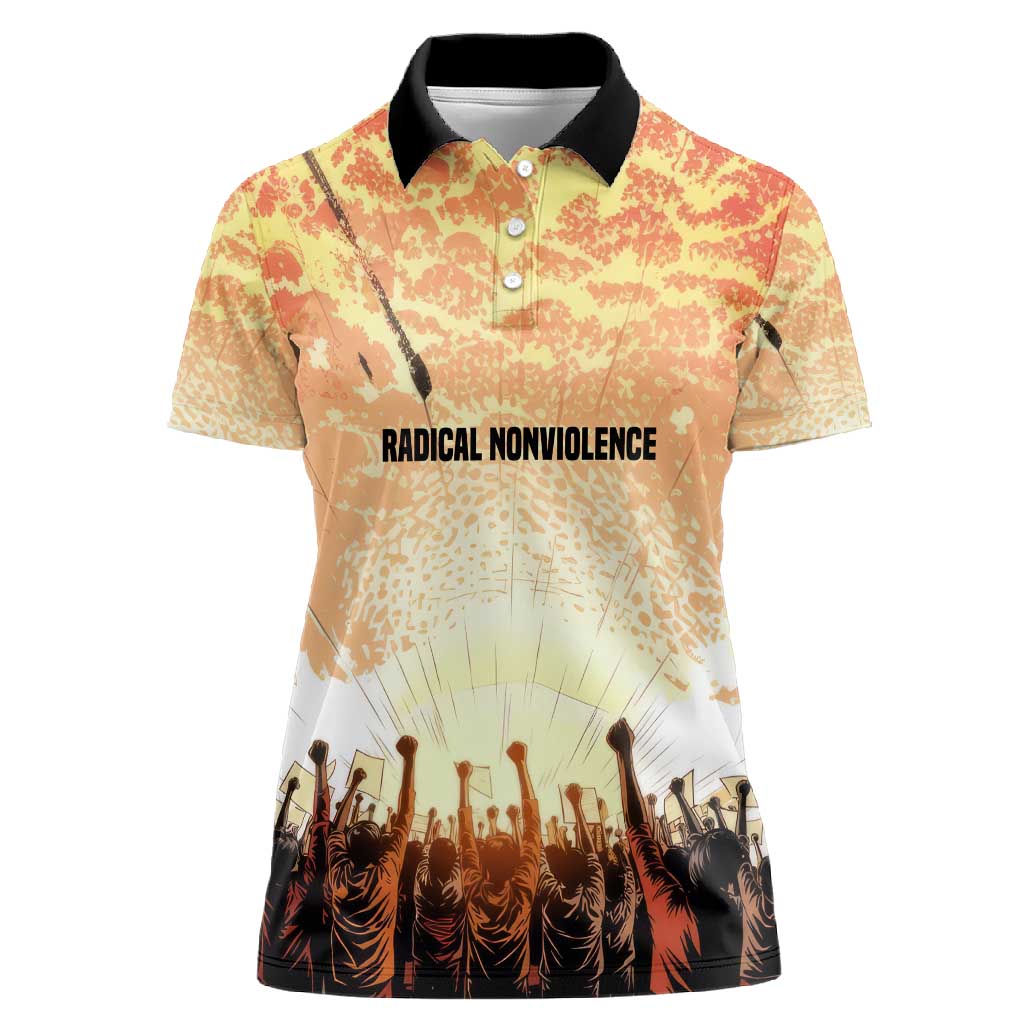 Bayard Rustin Women Polo Shirt with Radical Nonviolence Design Protest Crowd and Courage Civil Rights Tribute - Wonder Print Shop