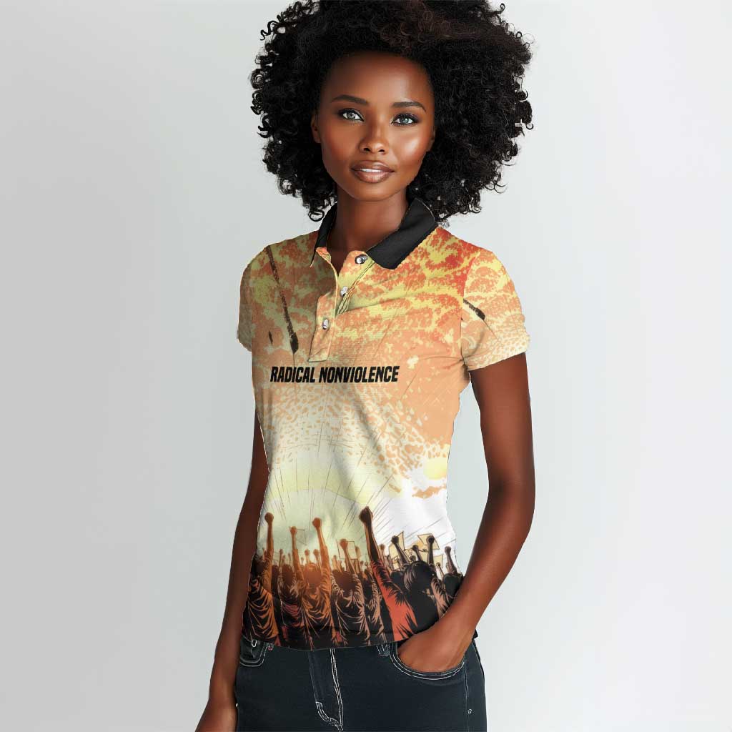 Bayard Rustin Women Polo Shirt with Radical Nonviolence Design Protest Crowd and Courage Civil Rights Tribute - Wonder Print Shop