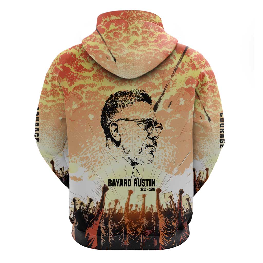 Bayard Rustin Zip Hoodie with Radical Nonviolence Design Protest Crowd and Courage Civil Rights Tribute - Wonder Print Shop