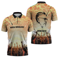 Bayard Rustin Zipper Polo Shirt with Radical Nonviolence Design Protest Crowd and Courage Civil Rights Tribute - Wonder Print Shop