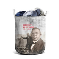 Booker T. Washington Laundry Basket Halftone Portrait Design Tilling a Field Quote Historical Civil Rights Tribute - Wonder Print Shop