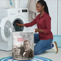Booker T. Washington Laundry Basket Halftone Portrait Design Tilling a Field Quote Historical Civil Rights Tribute - Wonder Print Shop