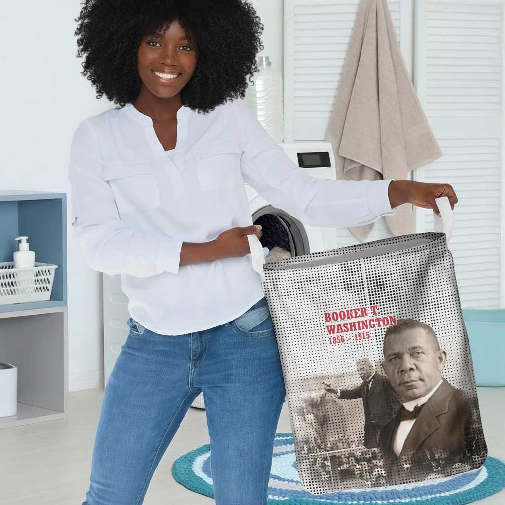 Booker T. Washington Laundry Basket Halftone Portrait Design Tilling a Field Quote Historical Civil Rights Tribute - Wonder Print Shop