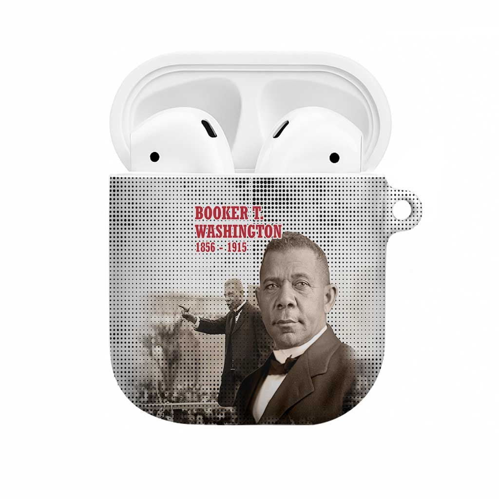 Booker T. Washington AirPods Case Halftone Portrait Design Tilling a Field Quote Historical Civil Rights Tribute - Wonder Print Shop