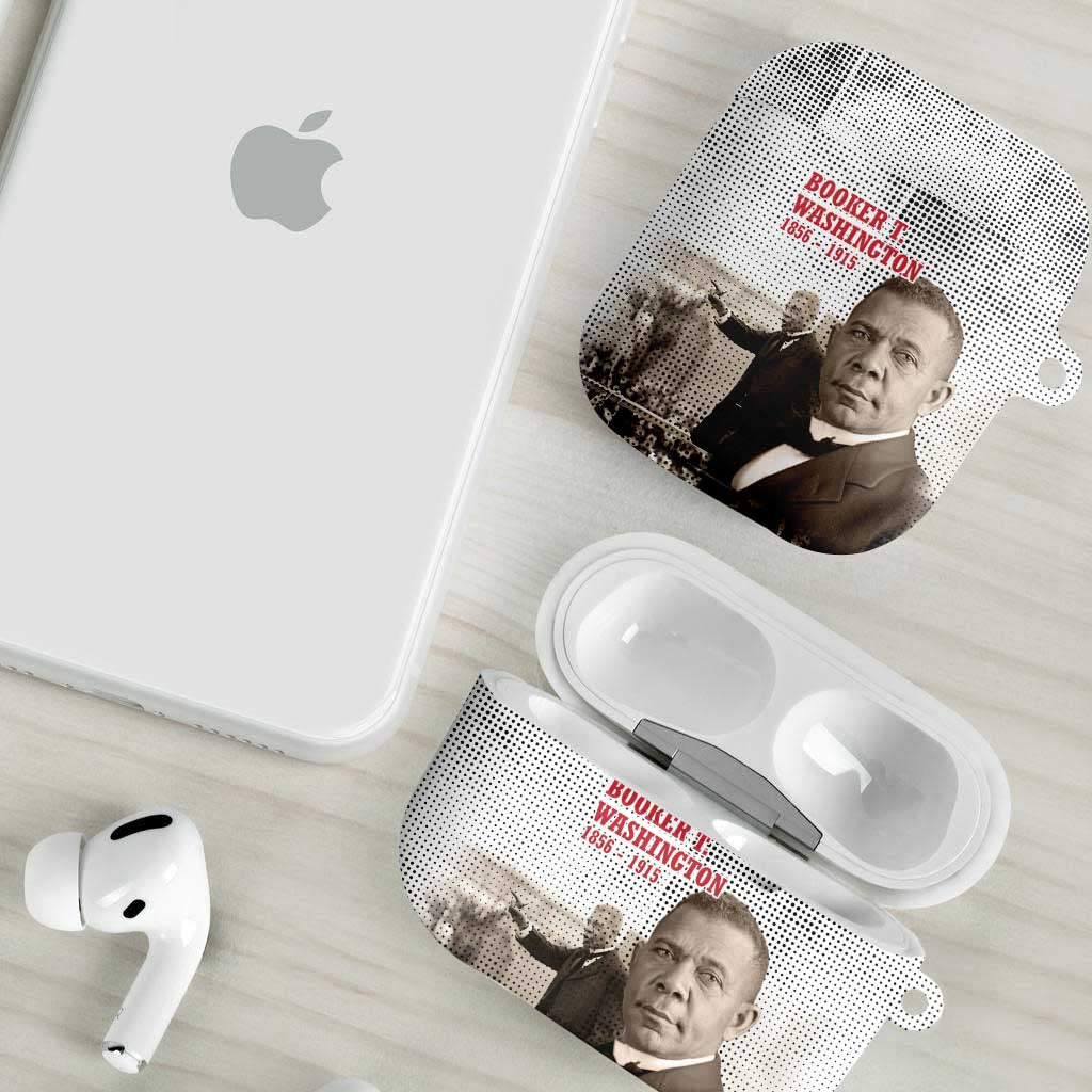 Booker T. Washington AirPods Case Halftone Portrait Design Tilling a Field Quote Historical Civil Rights Tribute - Wonder Print Shop