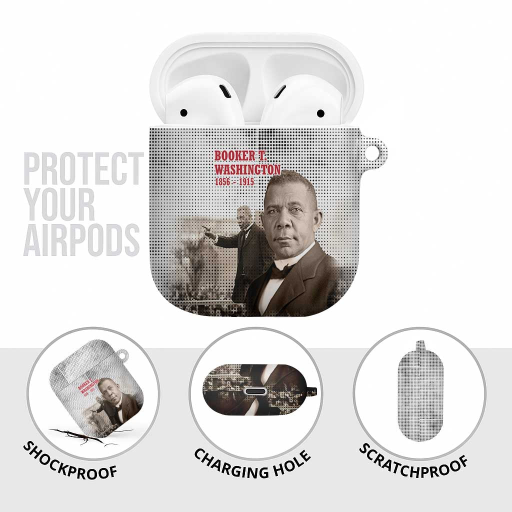 Booker T. Washington AirPods Case Halftone Portrait Design Tilling a Field Quote Historical Civil Rights Tribute - Wonder Print Shop