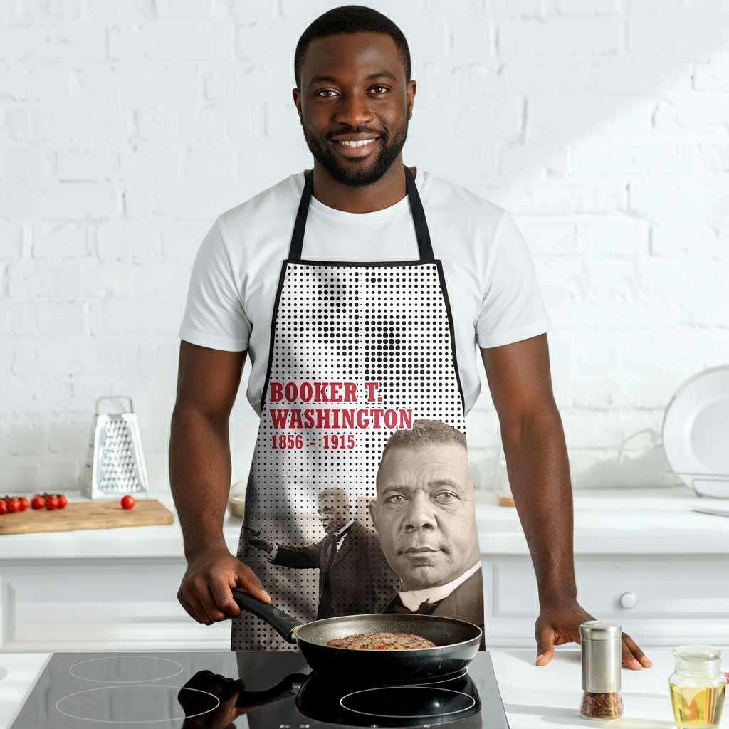 Booker T. Washington Apron Halftone Portrait Design Tilling a Field Quote Historical Civil Rights Tribute - Wonder Print Shop