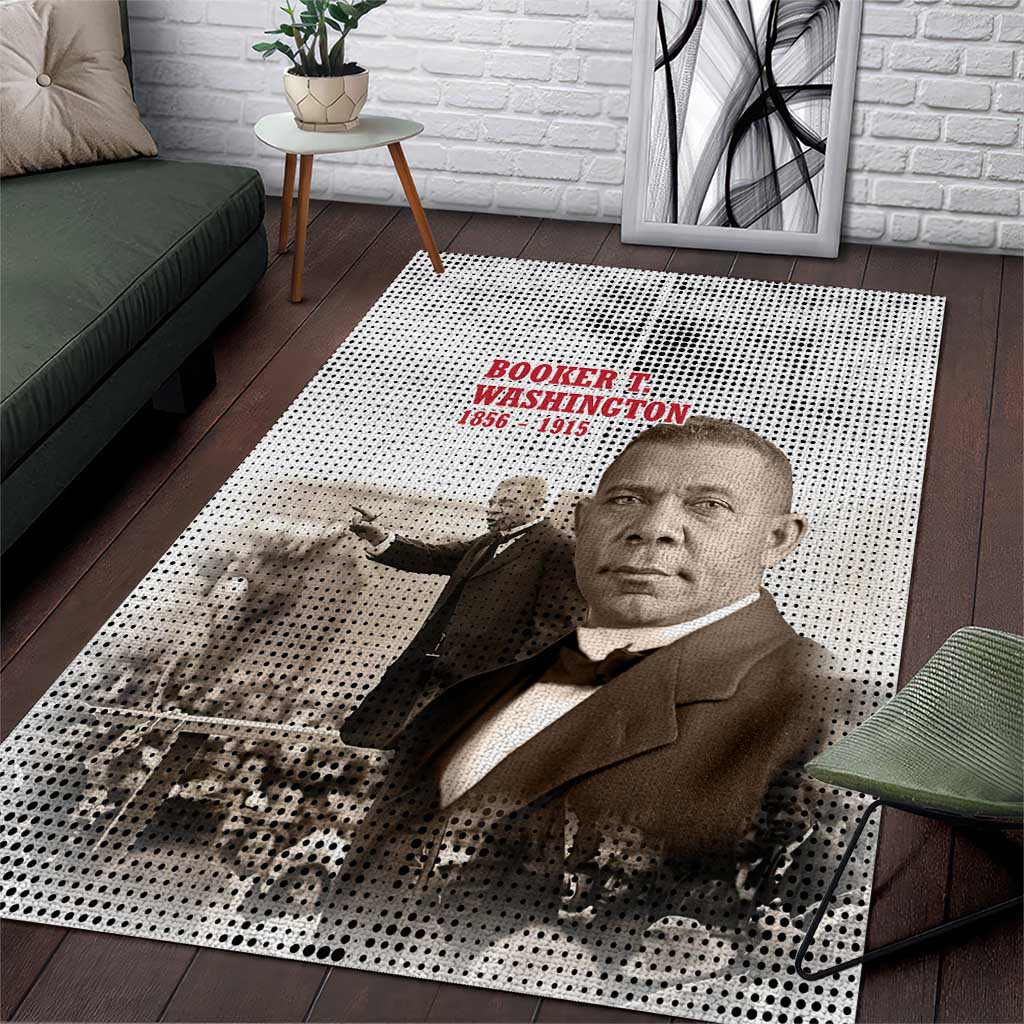 Booker T. Washington Area Rug Halftone Portrait Design Tilling a Field Quote Historical Civil Rights Tribute - Wonder Print Shop
