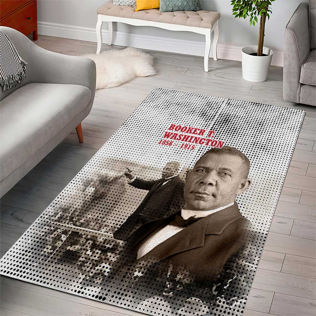 Booker T. Washington Area Rug Halftone Portrait Design Tilling a Field Quote Historical Civil Rights Tribute - Wonder Print Shop