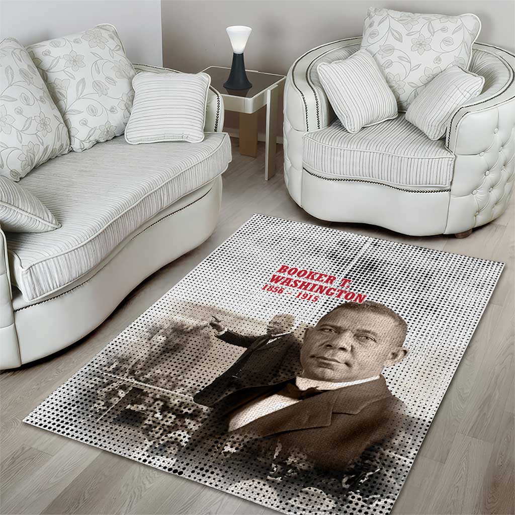 Booker T. Washington Area Rug Halftone Portrait Design Tilling a Field Quote Historical Civil Rights Tribute - Wonder Print Shop