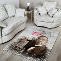 Booker T. Washington Area Rug Halftone Portrait Design Tilling a Field Quote Historical Civil Rights Tribute - Wonder Print Shop