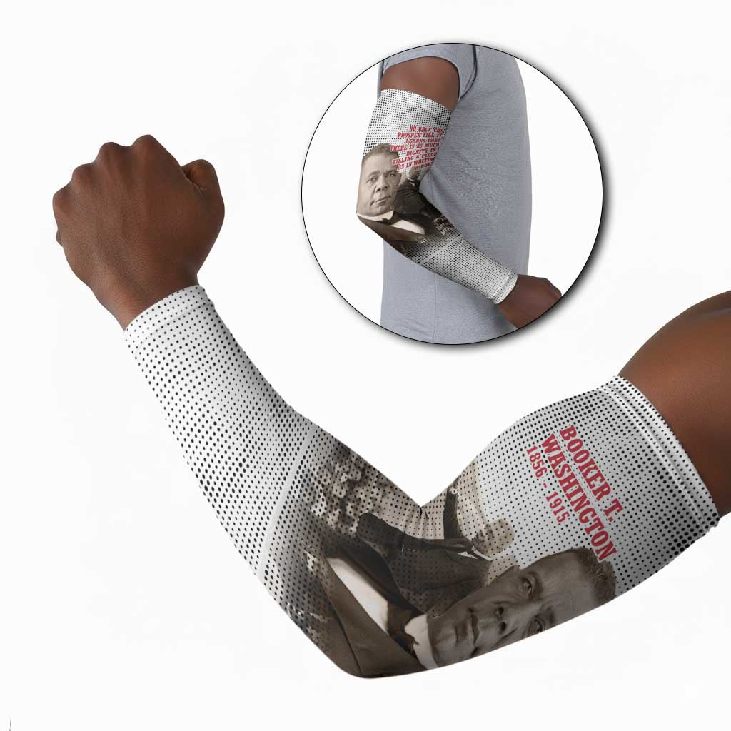 Booker T. Washington Arm Sleeves Halftone Portrait Design Tilling a Field Quote Historical Civil Rights Tribute - Wonder Print Shop