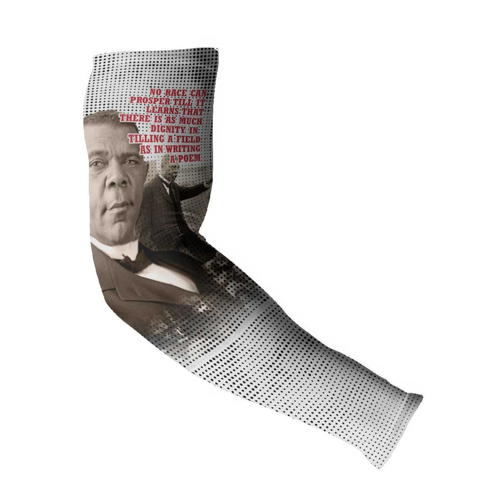 Booker T. Washington Arm Sleeves Halftone Portrait Design Tilling a Field Quote Historical Civil Rights Tribute - Wonder Print Shop