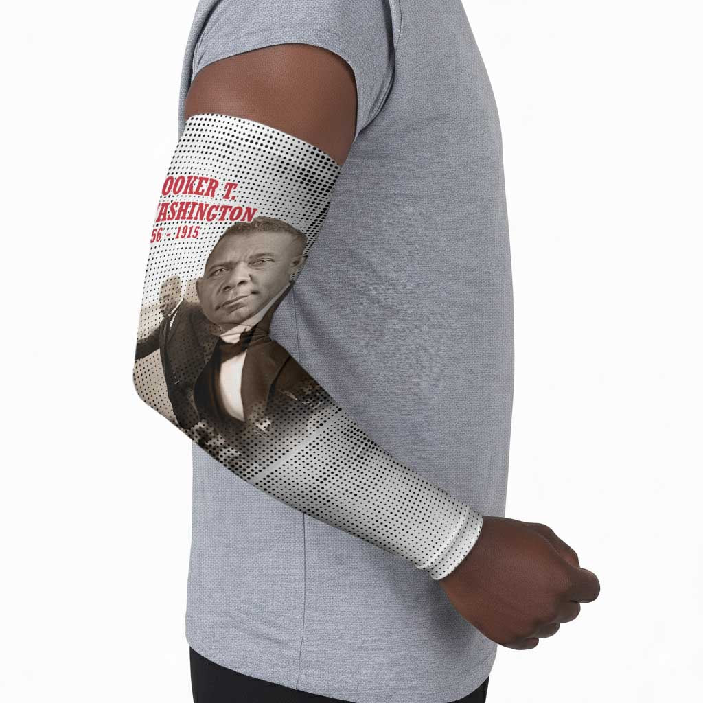 Booker T. Washington Arm Sleeves Halftone Portrait Design Tilling a Field Quote Historical Civil Rights Tribute - Wonder Print Shop