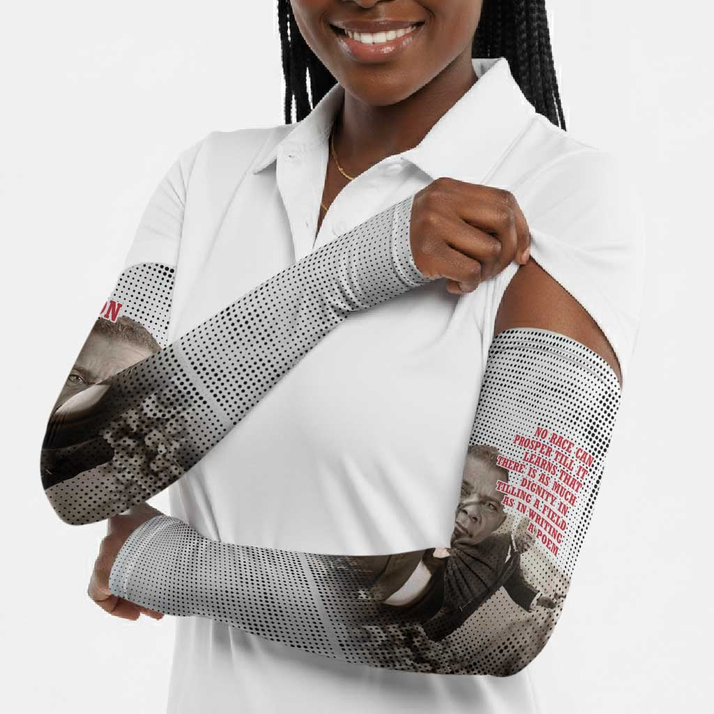 Booker T. Washington Arm Sleeves Halftone Portrait Design Tilling a Field Quote Historical Civil Rights Tribute - Wonder Print Shop