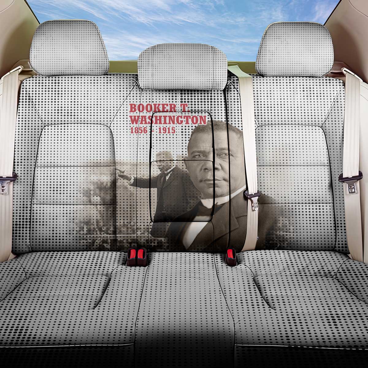 Booker T. Washington Back Car Seat Cover Halftone Portrait Design Tilling a Field Quote Historical Civil Rights Tribute - Wonder Print Shop