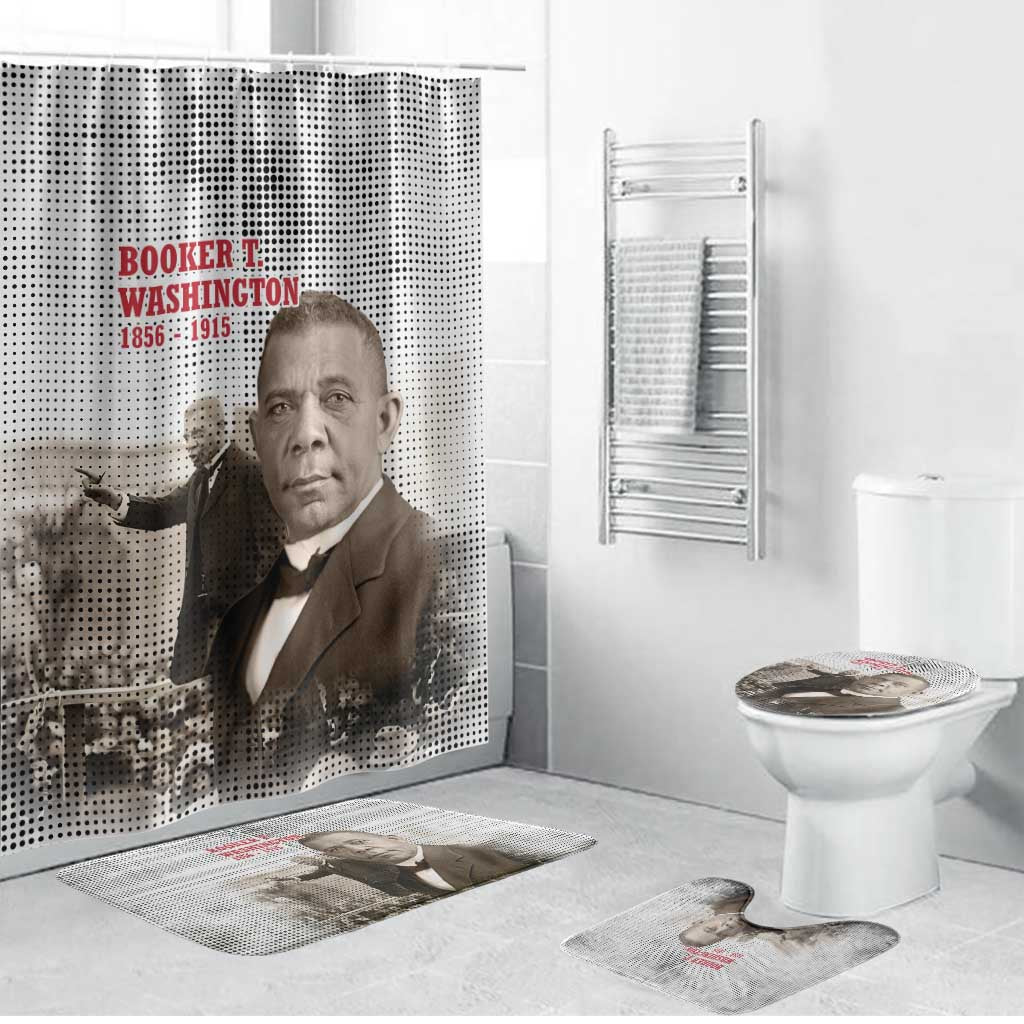 Booker T. Washington Bathroom Set Halftone Portrait Design Tilling a Field Quote Historical Civil Rights Tribute - Wonder Print Shop