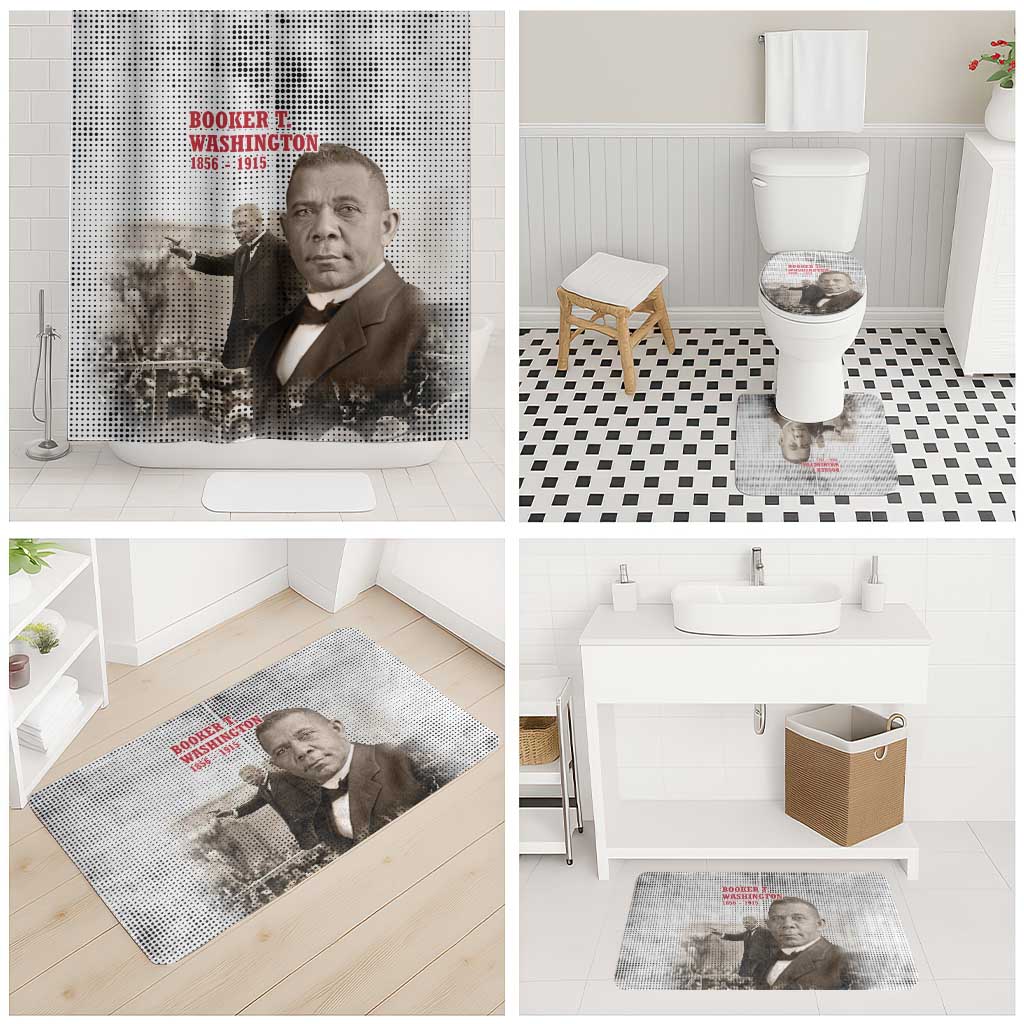 Booker T. Washington Bathroom Set Halftone Portrait Design Tilling a Field Quote Historical Civil Rights Tribute - Wonder Print Shop