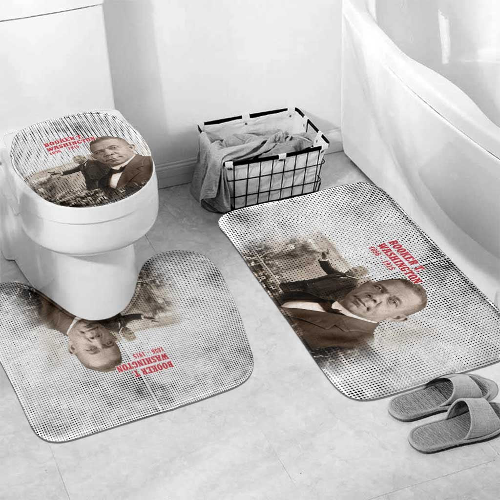 Booker T. Washington Bathroom Set Halftone Portrait Design Tilling a Field Quote Historical Civil Rights Tribute - Wonder Print Shop