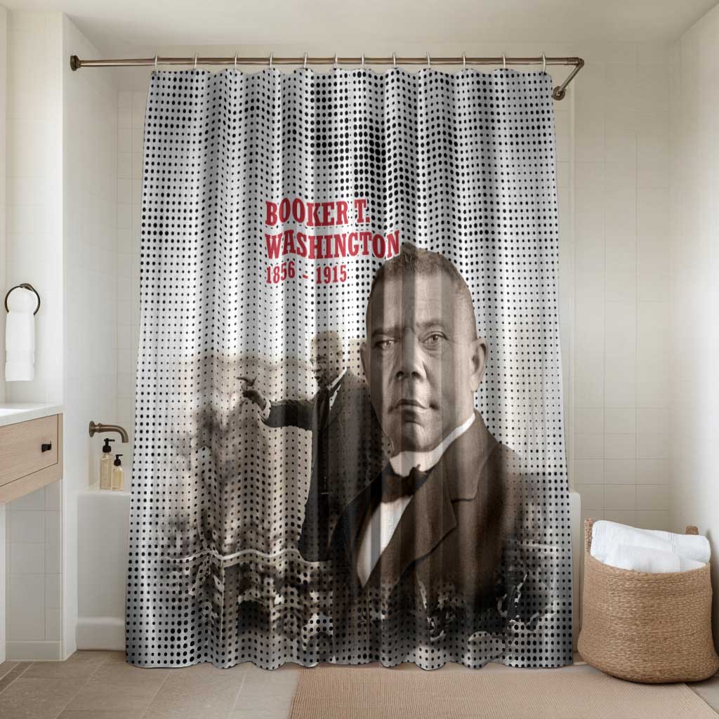 Booker T. Washington Bathroom Set Halftone Portrait Design Tilling a Field Quote Historical Civil Rights Tribute - Wonder Print Shop