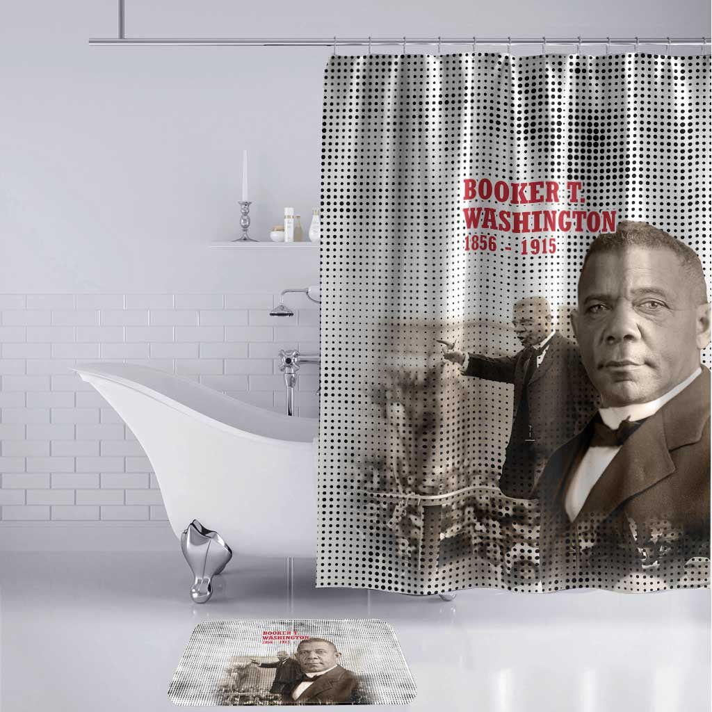 Booker T. Washington Bathroom Set Halftone Portrait Design Tilling a Field Quote Historical Civil Rights Tribute - Wonder Print Shop