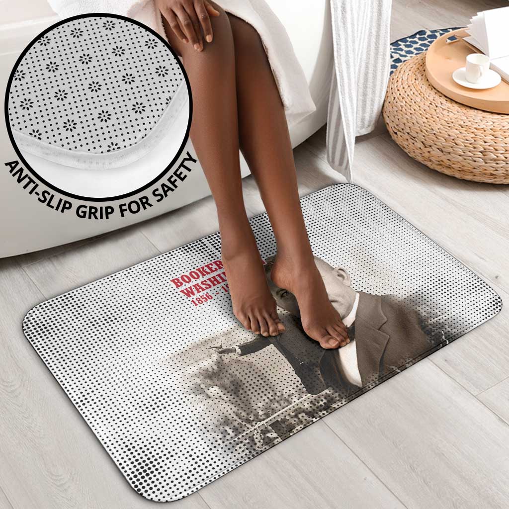 Booker T. Washington Bathroom Set Halftone Portrait Design Tilling a Field Quote Historical Civil Rights Tribute - Wonder Print Shop