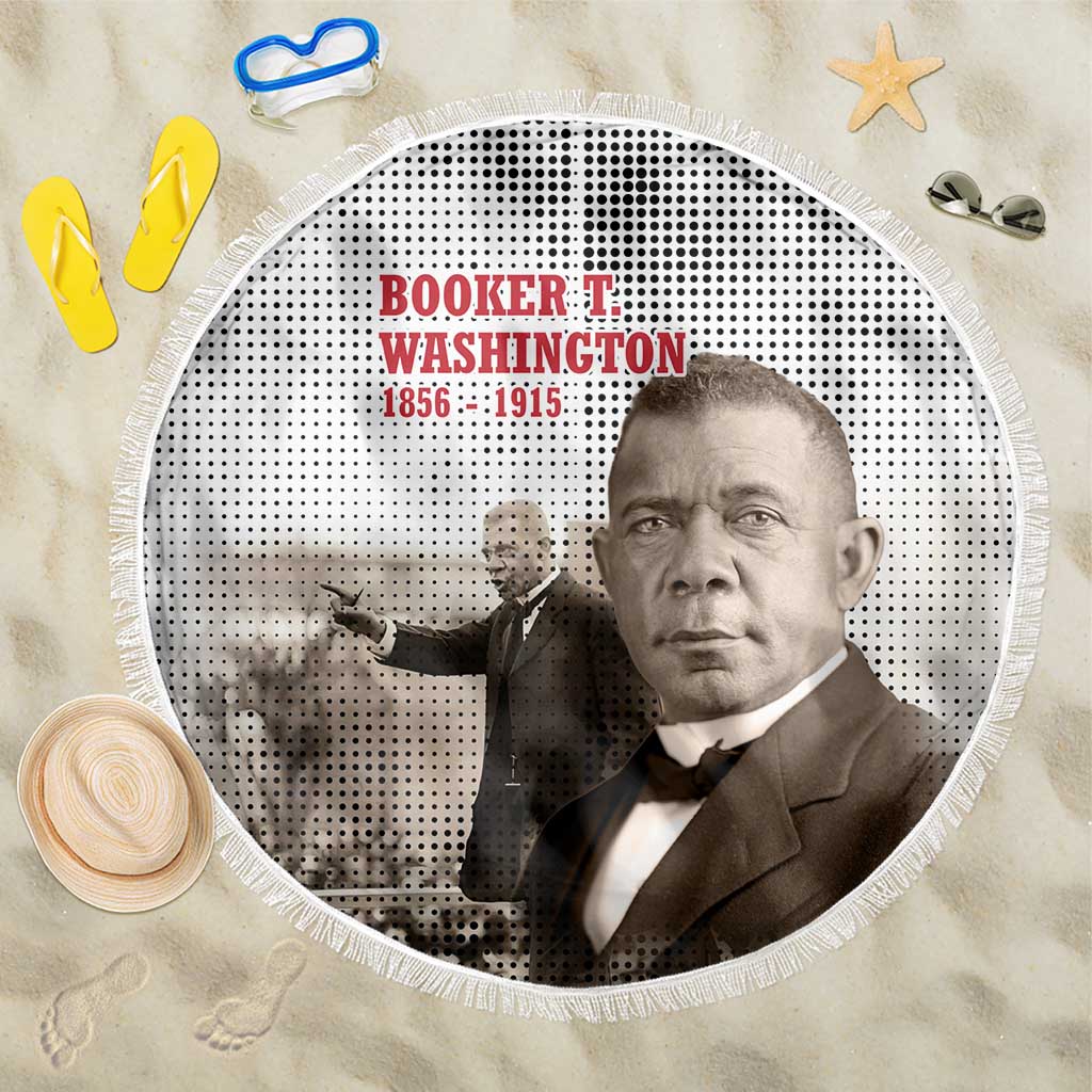 Booker T. Washington Beach Blanket Halftone Portrait Design Tilling a Field Quote Historical Civil Rights Tribute - Wonder Print Shop