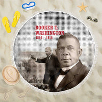 Booker T. Washington Beach Blanket Halftone Portrait Design Tilling a Field Quote Historical Civil Rights Tribute - Wonder Print Shop