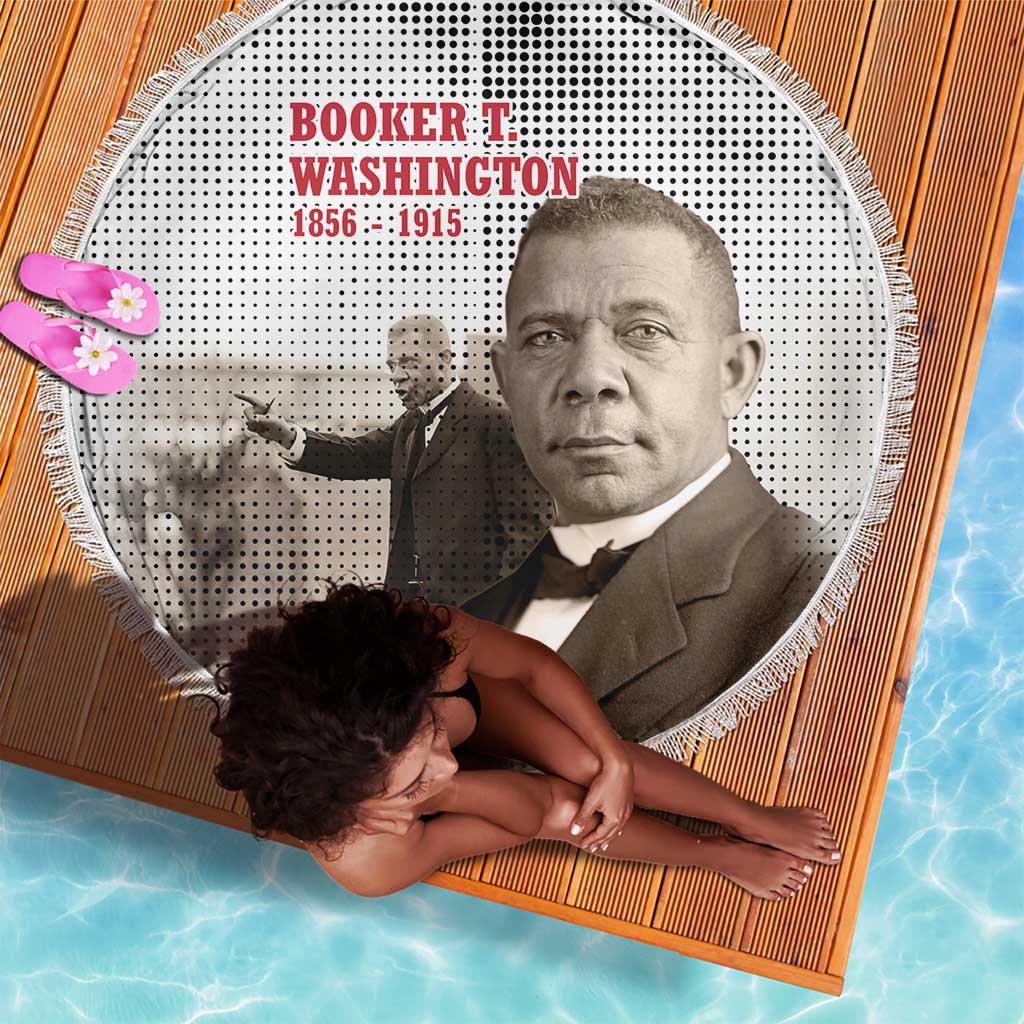 Booker T. Washington Beach Blanket Halftone Portrait Design Tilling a Field Quote Historical Civil Rights Tribute - Wonder Print Shop