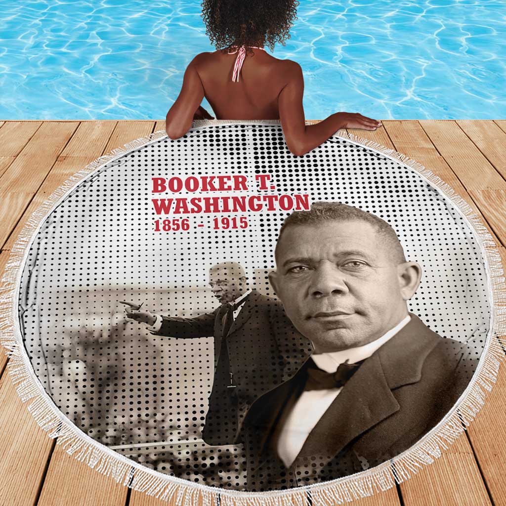Booker T. Washington Beach Blanket Halftone Portrait Design Tilling a Field Quote Historical Civil Rights Tribute - Wonder Print Shop