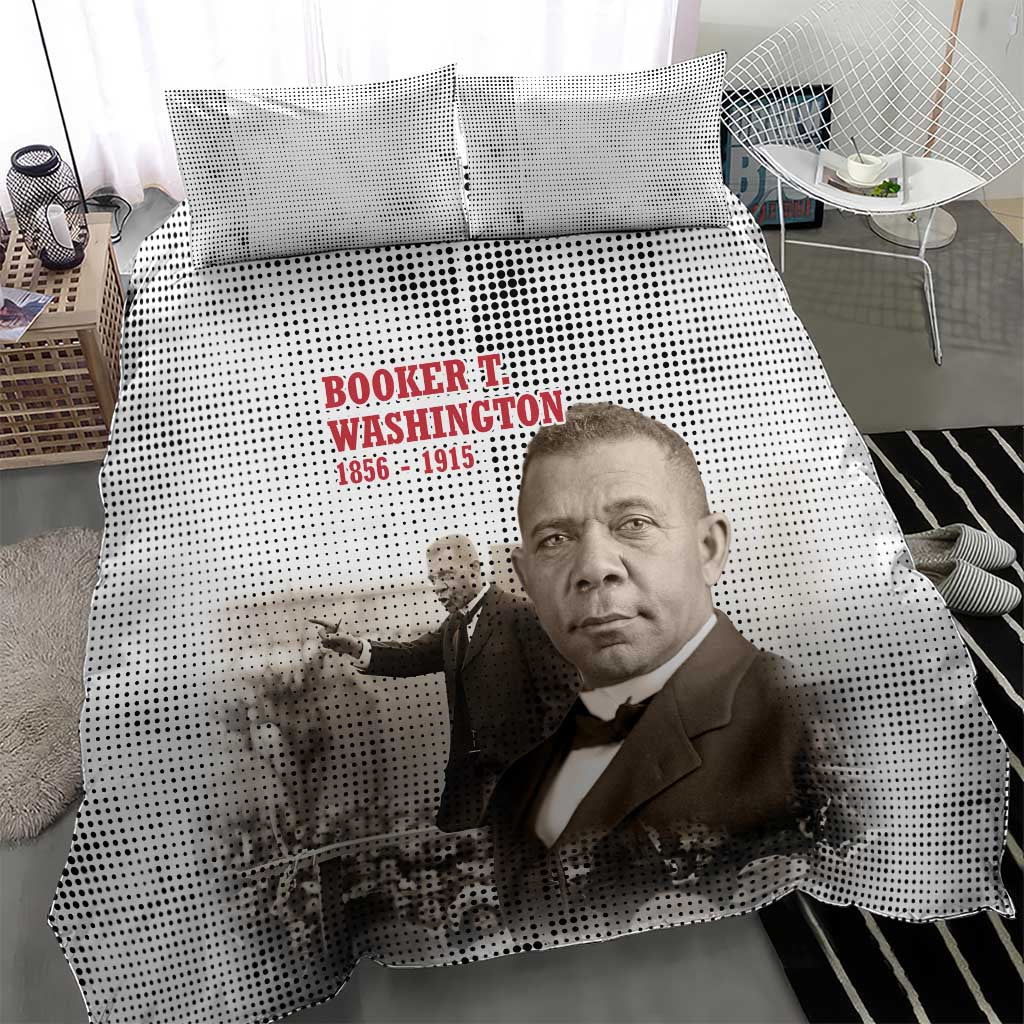 Booker T. Washington Bedding Set Halftone Portrait Design Tilling a Field Quote Historical Civil Rights Tribute - Wonder Print Shop