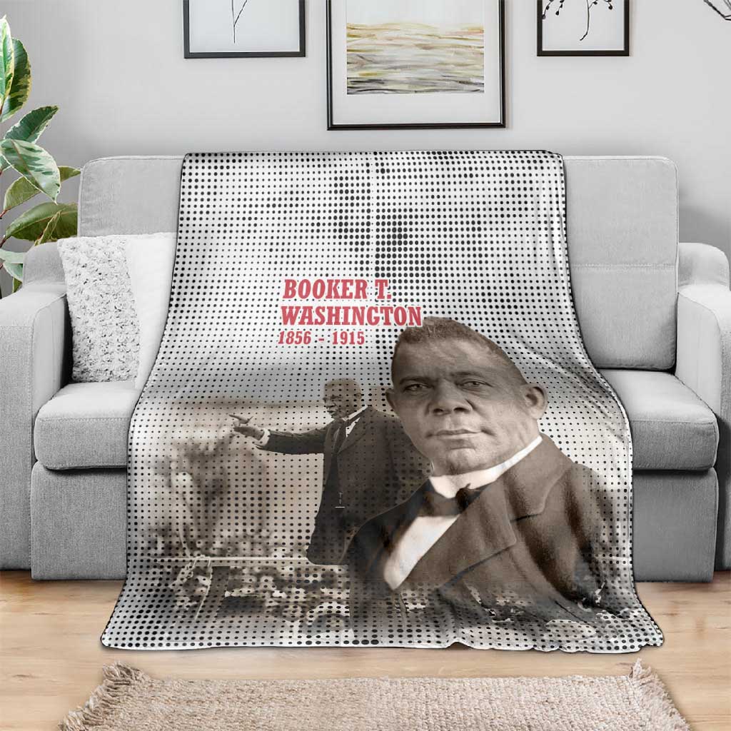 Booker T. Washington Blanket Halftone Portrait Design Tilling a Field Quote Historical Civil Rights Tribute - Wonder Print Shop