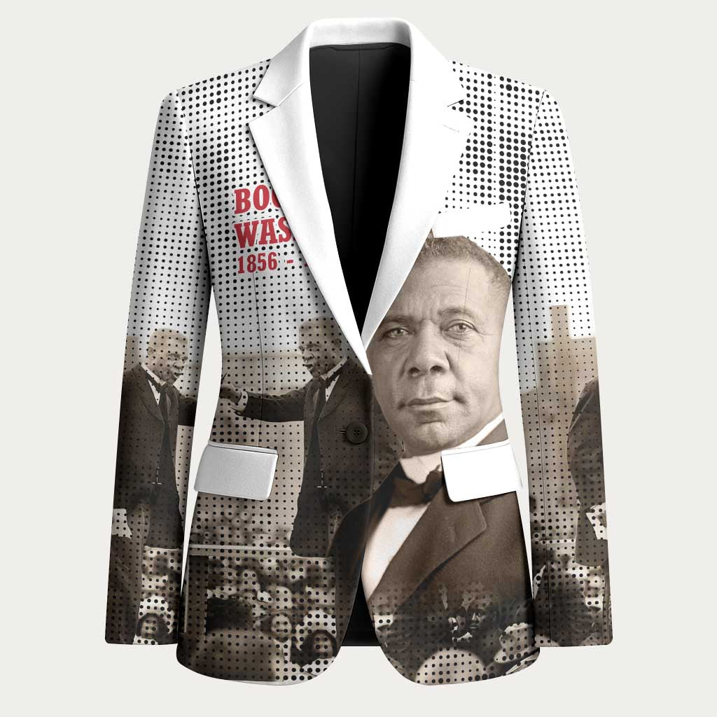 Booker T. Washington Blazer Halftone Portrait Design Tilling a Field Quote Historical Civil Rights Tribute - Wonder Print Shop