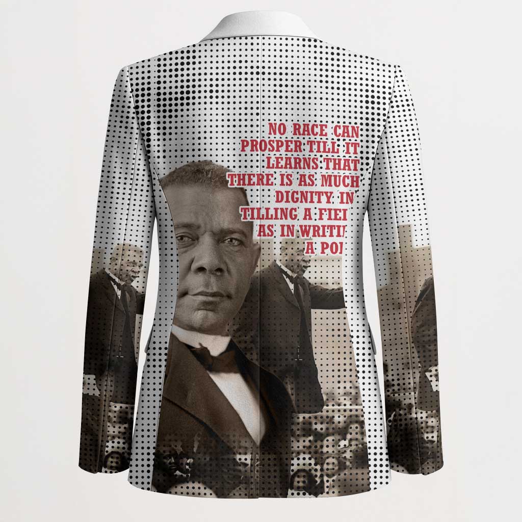 Booker T. Washington Blazer Halftone Portrait Design Tilling a Field Quote Historical Civil Rights Tribute - Wonder Print Shop