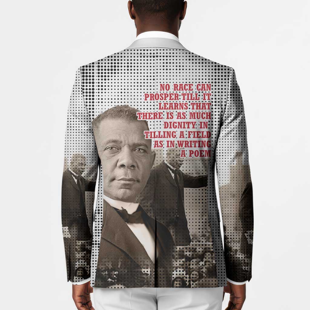 Booker T. Washington Blazer Halftone Portrait Design Tilling a Field Quote Historical Civil Rights Tribute - Wonder Print Shop