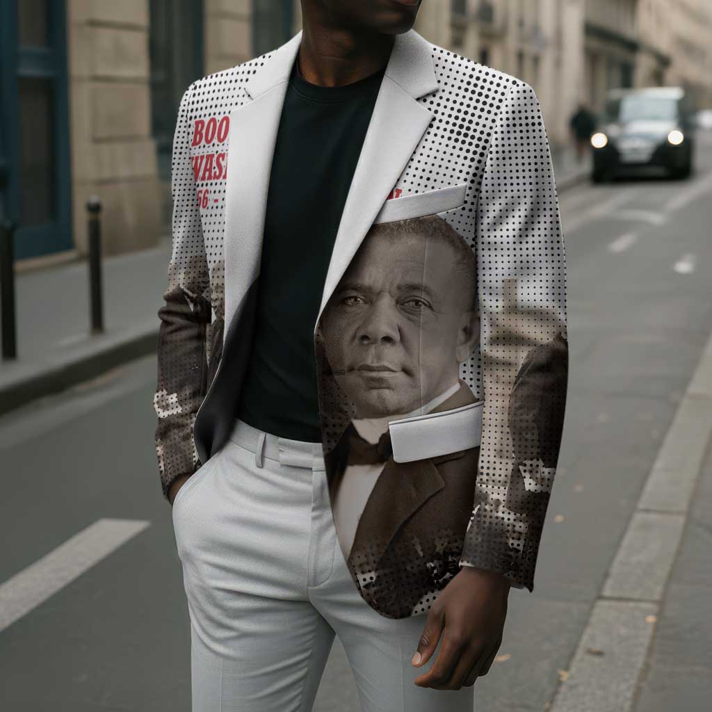 Booker T. Washington Blazer Halftone Portrait Design Tilling a Field Quote Historical Civil Rights Tribute - Wonder Print Shop