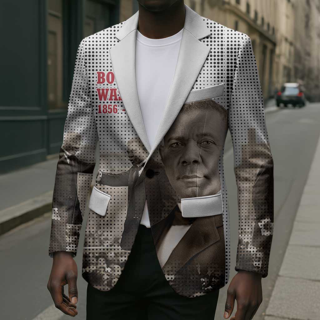 Booker T. Washington Blazer Halftone Portrait Design Tilling a Field Quote Historical Civil Rights Tribute - Wonder Print Shop