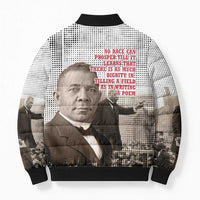 Booker T. Washington Bomber Puffer Jacket Halftone Portrait Design Tilling a Field Quote Historical Civil Rights Tribute - Wonder Print Shop