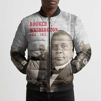 Booker T. Washington Bomber Puffer Jacket Halftone Portrait Design Tilling a Field Quote Historical Civil Rights Tribute - Wonder Print Shop