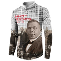Booker T. Washington Button Sweatshirt Halftone Portrait Design Tilling a Field Quote Historical Civil Rights Tribute