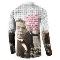 Booker T. Washington Button Sweatshirt Halftone Portrait Design Tilling a Field Quote Historical Civil Rights Tribute