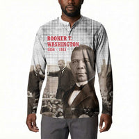 Booker T. Washington Button Sweatshirt Halftone Portrait Design Tilling a Field Quote Historical Civil Rights Tribute