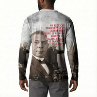 Booker T. Washington Button Sweatshirt Halftone Portrait Design Tilling a Field Quote Historical Civil Rights Tribute