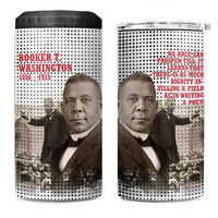 Booker T. Washington 4 in 1 Can Cooler Tumbler Halftone Portrait Design Tilling a Field Quote Historical Civil Rights Tribute - Wonder Print Shop