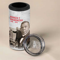 Booker T. Washington 4 in 1 Can Cooler Tumbler Halftone Portrait Design Tilling a Field Quote Historical Civil Rights Tribute - Wonder Print Shop