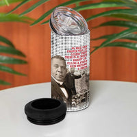 Booker T. Washington 4 in 1 Can Cooler Tumbler Halftone Portrait Design Tilling a Field Quote Historical Civil Rights Tribute - Wonder Print Shop
