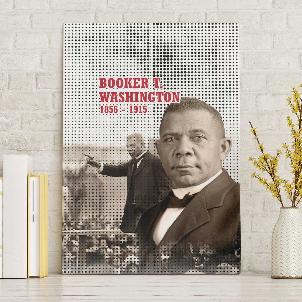Booker T. Washington Canvas Wall Art Halftone Portrait Design Tilling a Field Quote Historical Civil Rights Tribute - Wonder Print Shop