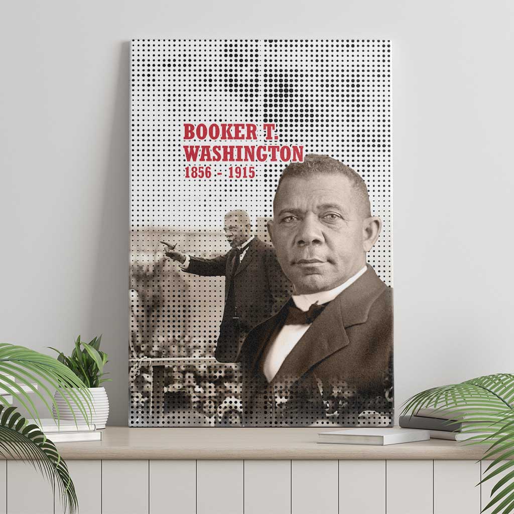 Booker T. Washington Canvas Wall Art Halftone Portrait Design Tilling a Field Quote Historical Civil Rights Tribute - Wonder Print Shop