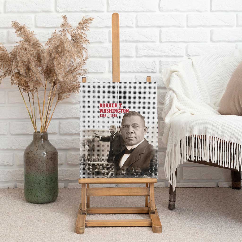 Booker T. Washington Canvas Wall Art Halftone Portrait Design Tilling a Field Quote Historical Civil Rights Tribute - Wonder Print Shop