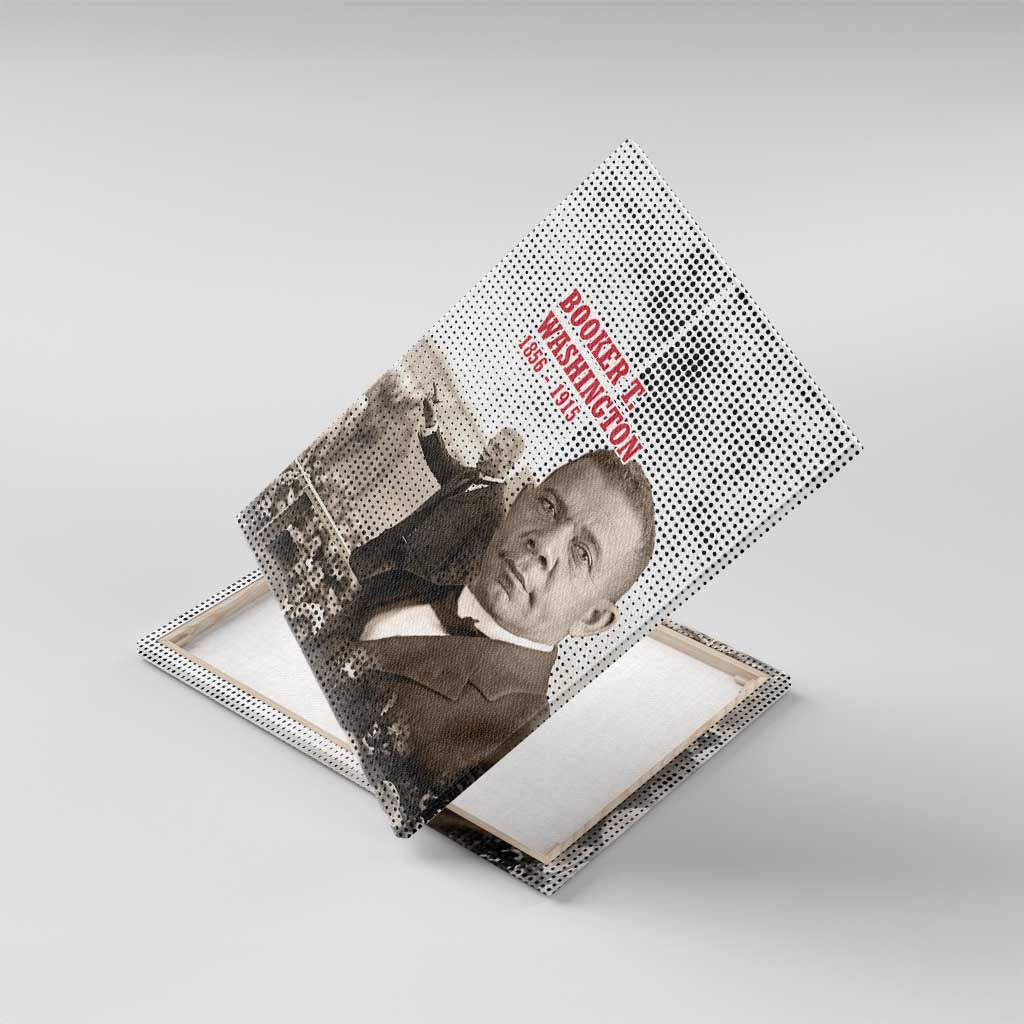 Booker T. Washington Canvas Wall Art Halftone Portrait Design Tilling a Field Quote Historical Civil Rights Tribute - Wonder Print Shop